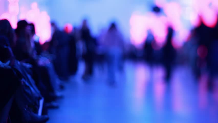 Abstract blurred people in press conference event, business concept