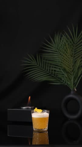 Whisky Sour Cocktail With Black Background