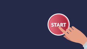 Animated red start button designed for web marketing and social media engagement. Flat design with smooth motion effect, ideal for interactive digital content, UI UX elements and call to action button - Powered by Shutterstock - Get 15% off with code: PIKWIZARD15