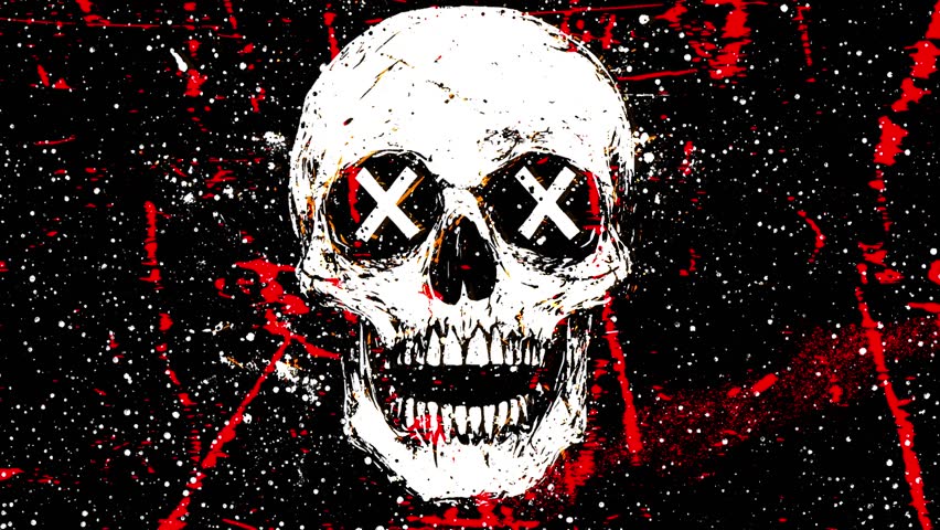 Grunge skull artwork with a distressed look, blending punk and gothic aesthetics