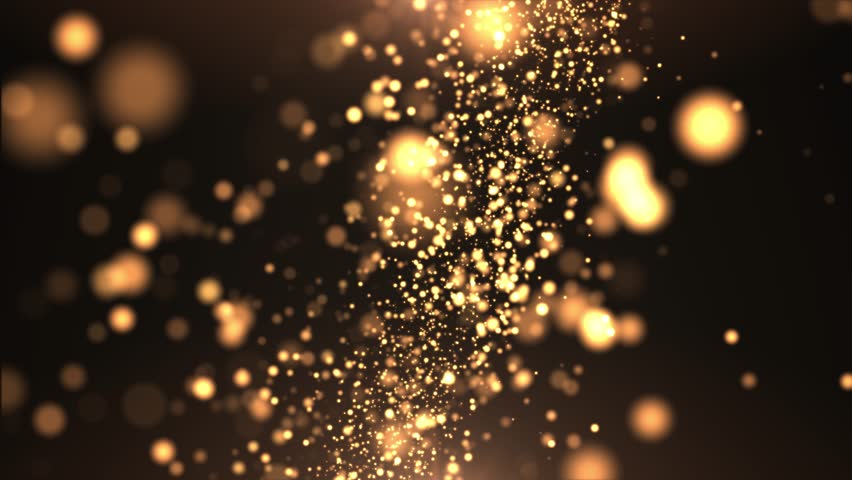 Abstract background of gold particles. Gold shiny background. gold dust and beautiful bokeh on a dark background. seamless loop	