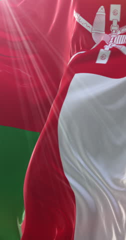 Flag of Oman. 4K Vertical. Loop