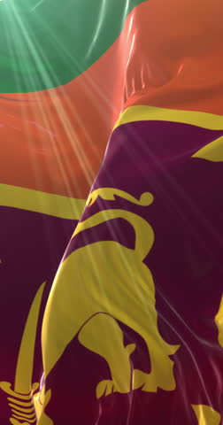 Flag of Sri Lanka. 4K Vertical. Loop