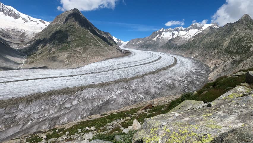 Aletsch Glacier In Valais, Switzerland - Wide Shot