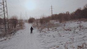 Aerial photography of a skier, a skier riding in the forest, aerial photography of skiing, a lone skier riding, cross-country skiing - Powered by Shutterstock - Get 15% off with code: PIKWIZARD15