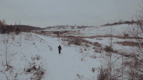 Aerial photography of a skier, a skier riding in the forest, aerial photography of skiing, a lone skier riding, cross-country skiing - Powered by Shutterstock - Get 15% off with code: PIKWIZARD15