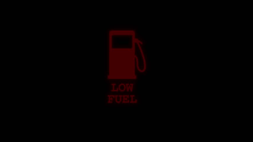 Low fuel symbol icon animation on a black background