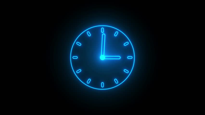 Neon Glowing Clock Animation on a Black Background - Powered by Shutterstock - Get 15% off with code: PIKWIZARD15