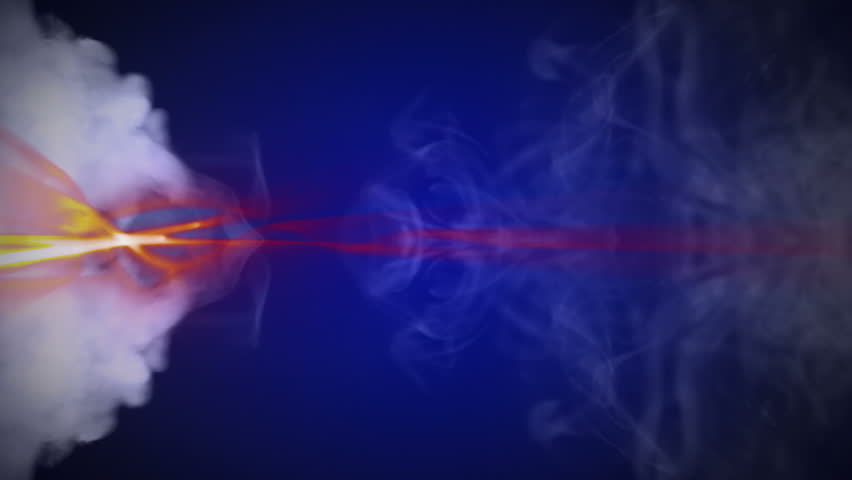 Abstract blue smoke on black background and abstract fire lines. Slow motion
