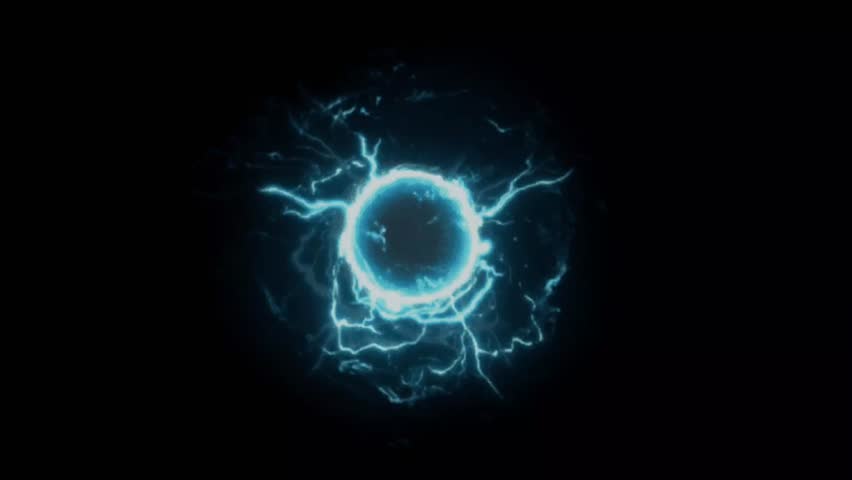 A mesmerizing blue lightning energy ball animation with a black screen. Glowing electric sparks and dynamic energy pulses create a powerful and futuristic effect
