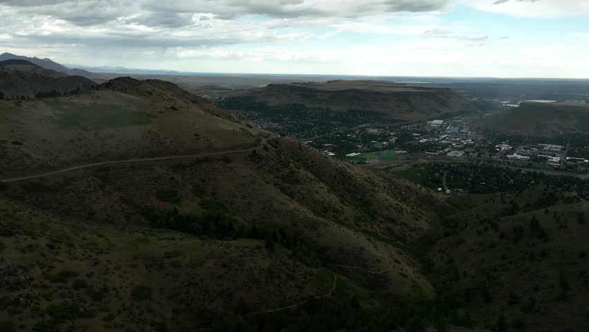 Colorado Rockies Golden Denver Mountains Summer Sunny Drone Aerial 4K