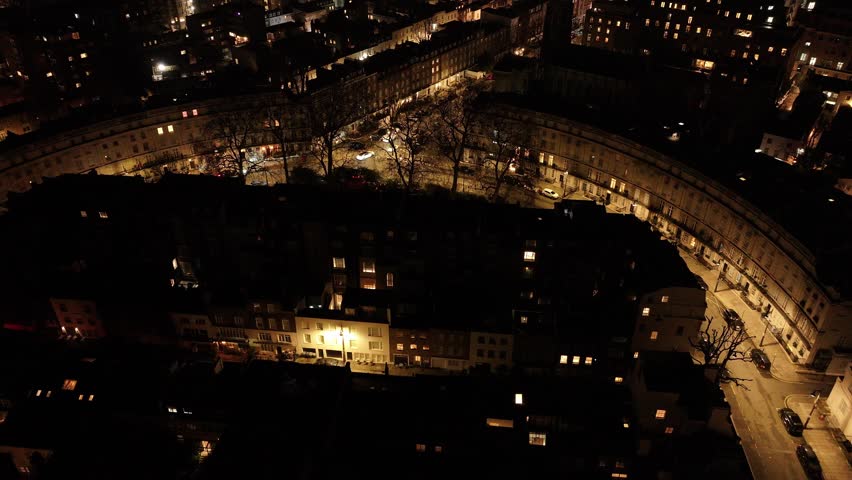 Aerial View Of Belgrave Square District In Central London At Night, Belgravia Area Cityscape