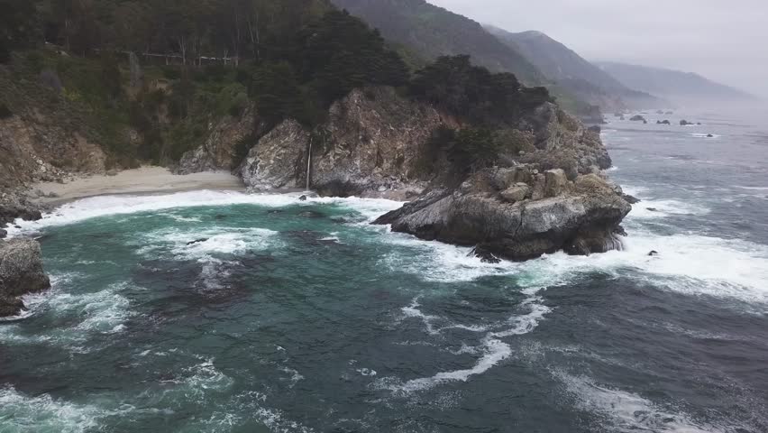 Big Sur Mcway Falls Slow Pull Back June Gloom