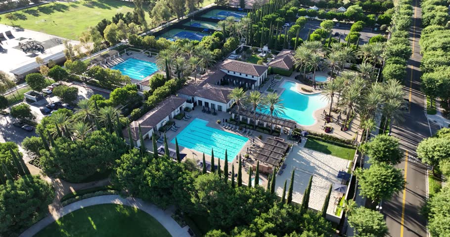 Best Neighborhood In America. 4K Aerial Rotation Over A Luxury Resort Style (Master Planned Community) In The City Of Irvine, Orange County, California (USA).