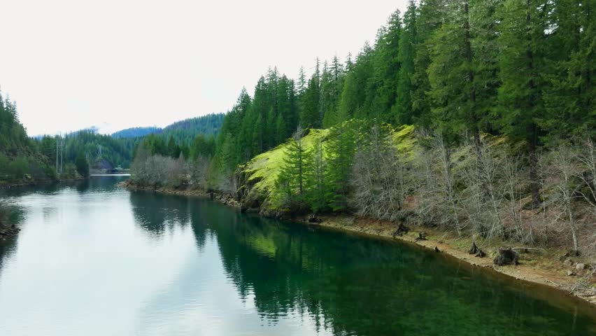Drone footage of Trail Bridge Resevoir along the Mckenzie Pass in Oregon.