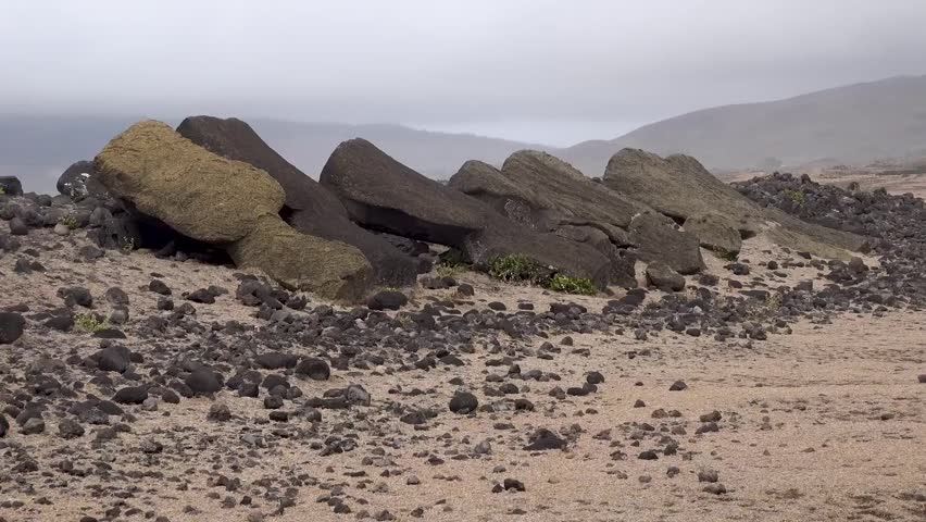 Easter island landscape nature landmark footage