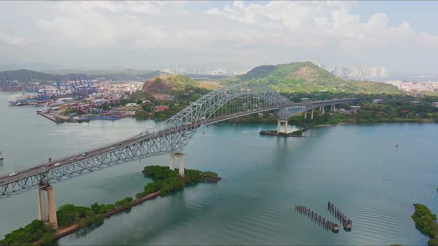 Aerial view of Panama canal Pacific side entrance
