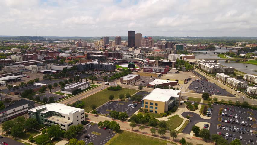 Skyline of Downtown Dayton Ohio, West side of Mad River and Business district