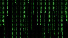 A digital financial matrix of glowing green currency symbols with a raining effect on a dark screen. This futuristic cyber animation represents economic transactions, and digital markets - Powered by Shutterstock - Get 15% off with code: PIKWIZARD15