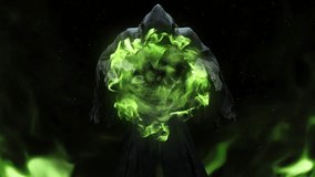 Grim Reaper on Black background, Scary portrait of horrifying Reaper with skeleton face, spooky dark black model and black hood, halloween and death related  - Powered by Shutterstock - Get 15% off with code: PIKWIZARD15