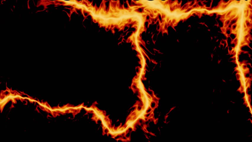 line on fire. Slow motion scene on burning pattern rise up on black grunge floor background. blasting stream of fire ignite on petroleum. perfect for logo or text placement.