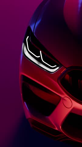 A 3D rendered vertical video showcasing a car headlamp and indicators blinking in the darkness, complemented by a smooth zoom animation.