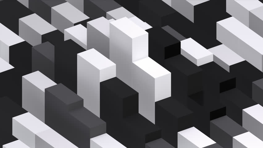 Looped 3D black and white waving cubes animation.