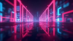 Cyberpunk city neon reflections, Abstract futuristic urban landscape - Powered by Shutterstock - Get 15% off with code: PIKWIZARD15