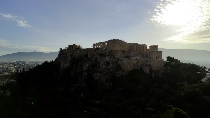 Acropolis Hill, Athens. Beautiful view from a drone