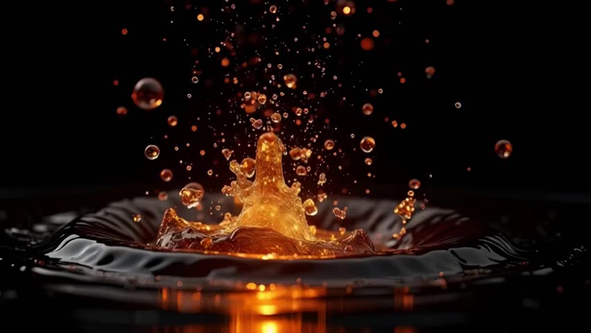 Liquid collision, Splashes and Ripples in Dark Background Slow Motion