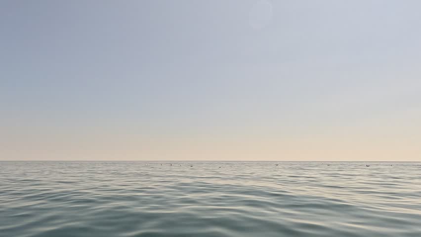 Sea Ocean Horizon Calm Water Landscape - A panoramic view of the calm ocean with a clear horizon under a blue sky.