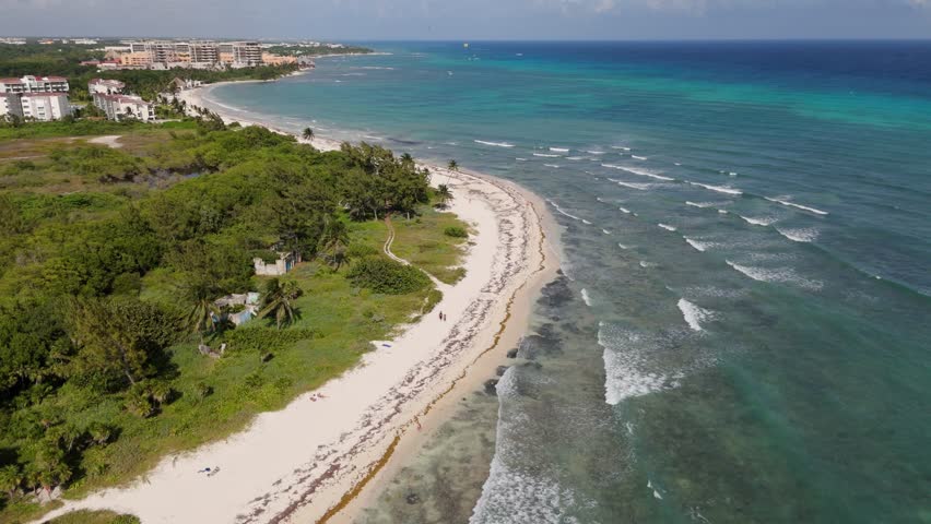 Sandy beach in Mexico, aerial view