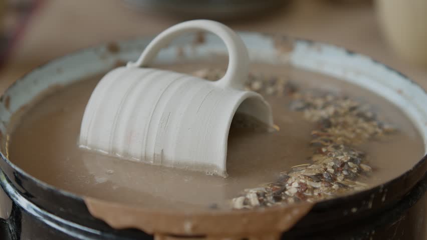 Destruction of poorly made pottery in water, recovery of clay for reprocessing