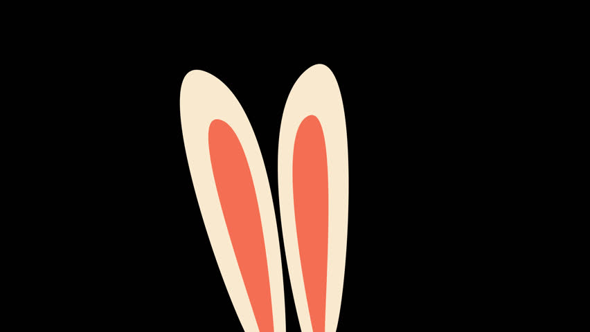 Funny Wiggling Bunny Ears. Playful Bunny Ears Peeking Animation on transparent background with alpha channel. Cute Easter Themed Motion Graphic