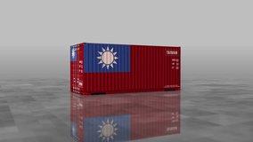Taiwan export production and import cargo containers in port terminal business concept. Taiwanese flag industrial shipping box 3d loopable and seamless animation. - Powered by Shutterstock - Get 15% off with code: PIKWIZARD15