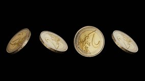 Lots  of the 2  euro coins spin  around their  axis  on black background. - Powered by Shutterstock - Get 15% off with code: PIKWIZARD15