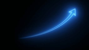 Abstract glowing neon swipe arrow. 4k animation. Down to up neon line arrow direction animation. Neon line raising business arrow on black background. - Powered by Shutterstock - Get 15% off with code: PIKWIZARD15