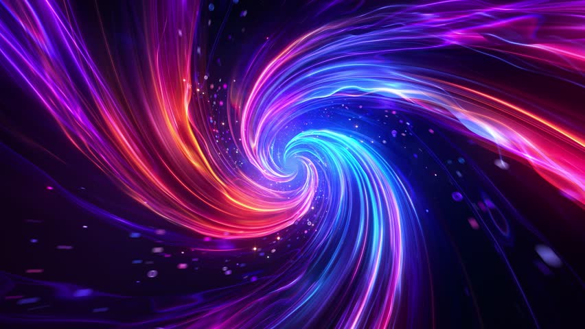 Speed of digital lights, neon glowing rays in motion into digital technology tunnels. Concept of virtual reality universe and artificial intelligence. 3d endless loop animation