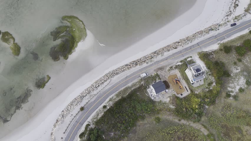 Drone travelling of a seaside house in Cape Cod, USA.