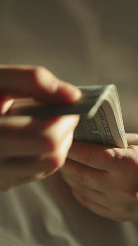 Woman counting money, economy concept, allocation of money. High quality FullHD footage