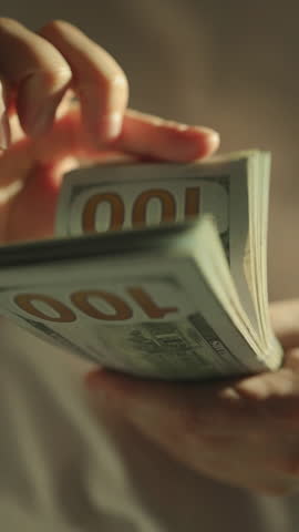 Woman counting money, economy concept, allocation of money. High quality FullHD footage