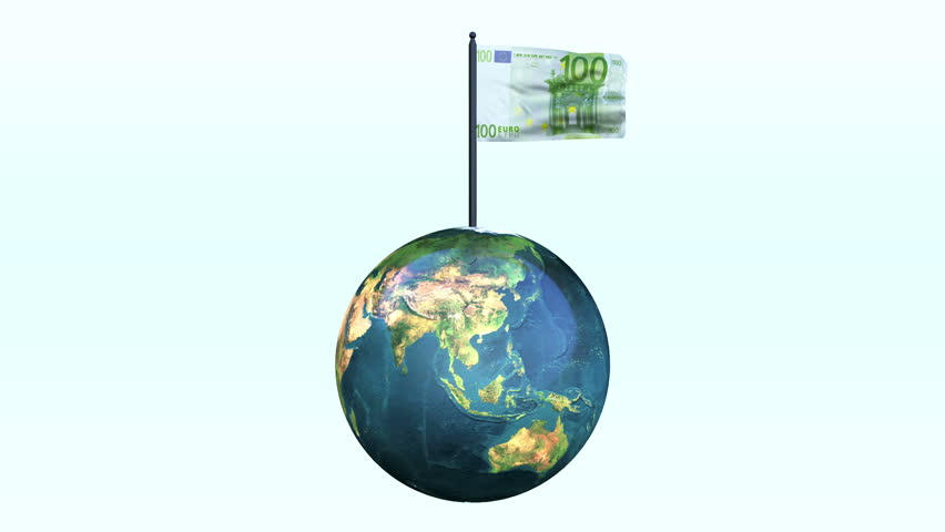 Euro Flag Waving and Earth Rotating, Seamless Loop, Alpha