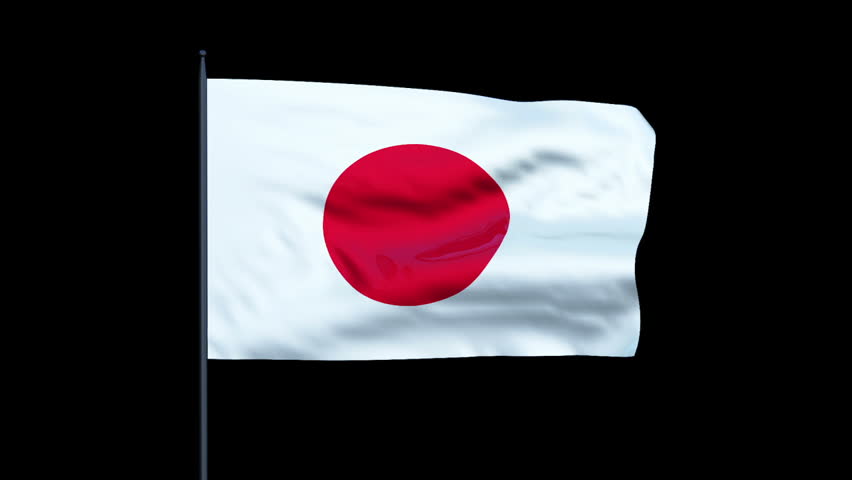 Japan Flag Waving, Seamless Loop, Alpha