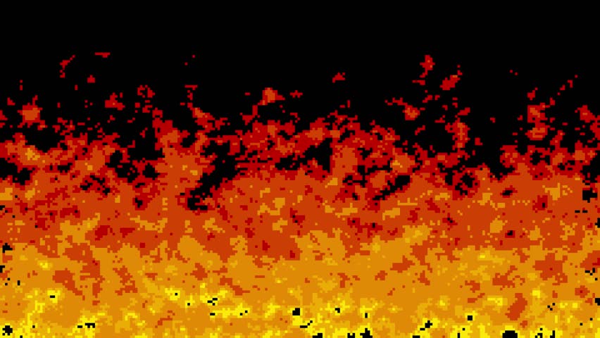 8bit retro game style blazing flame loop animation (red)