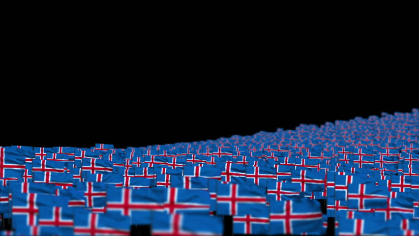 Iceland Flags and Camera Fly Over, DOF