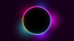 Round neon gradient frame in a seamless loop with space for titles, text, logos. Night flickering light circle animation. - Powered by Shutterstock - Get 15% off with code: PIKWIZARD15