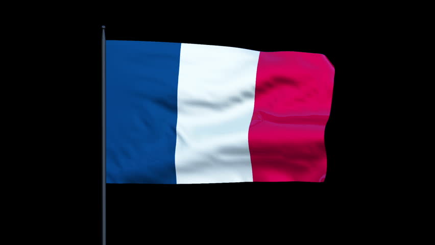 France Flag Waving, Seamless Loop, Alpha