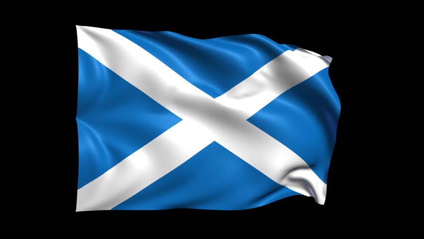 Scotland Flag Waving on transparent background