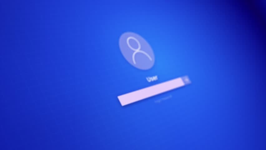 Typing login password animation with realistic computer screen style, animated entering login password suitable for user verification, hacking prevention, confidential data, and user security.