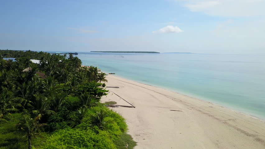 Aerial view of a tourist area on the sea coast of Bantayan Island, Phillipines.
